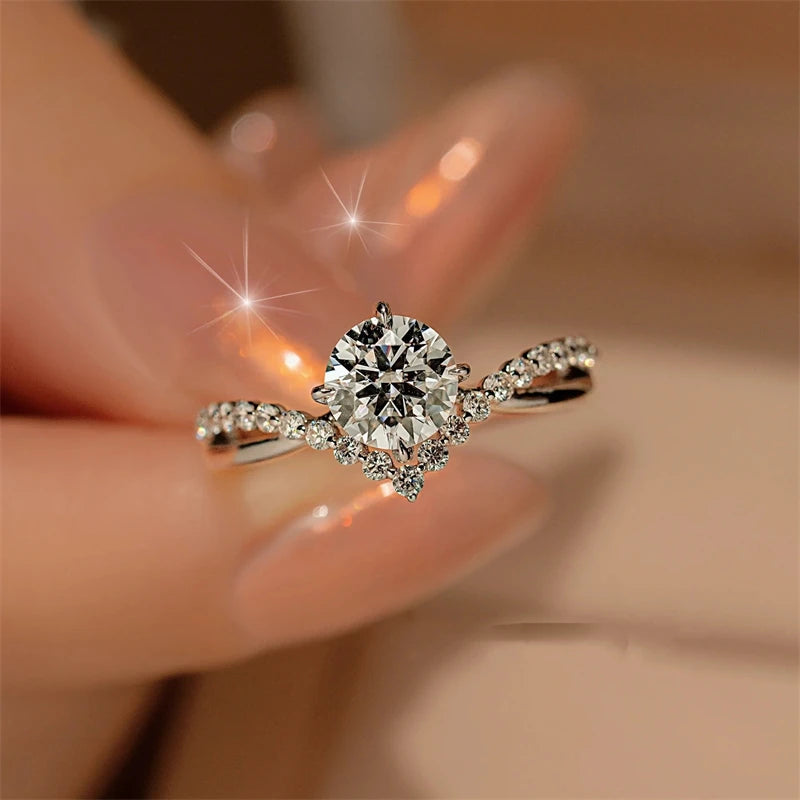 Chasau New Fashion Moissanite Ring Luxury Fine Jewelry 6.5mm All Moissanite Stones S925 Sterling Silver Wedding Engagement Ring