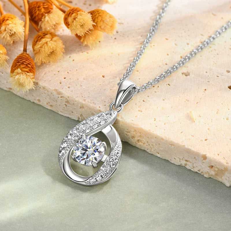 High Quality Wedding Jewelry Gift 925 Sterling Silver D Color 6.5mm 1ct Moissanite Infinity Pendant Necklaces for Women