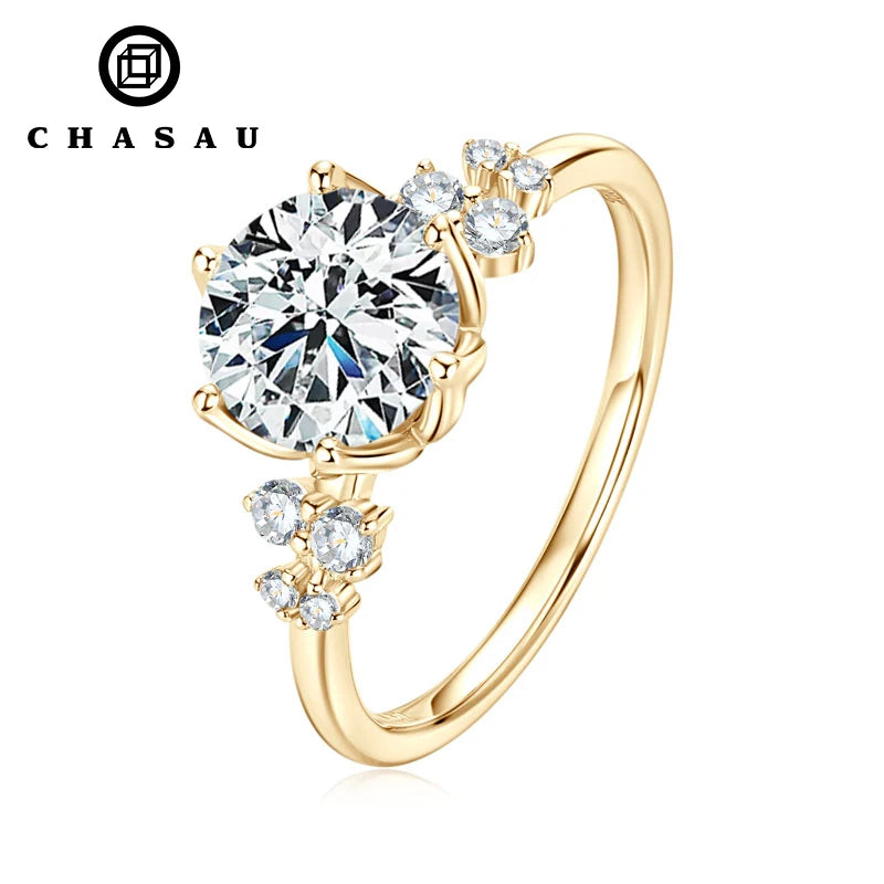 Trendy Luxury Fashion Women Fine Jewelry 2ct 2.0ct 2 Carat 8mm Six Claw Moissanite S925 Sterling Silver Wedding Engagement Ring