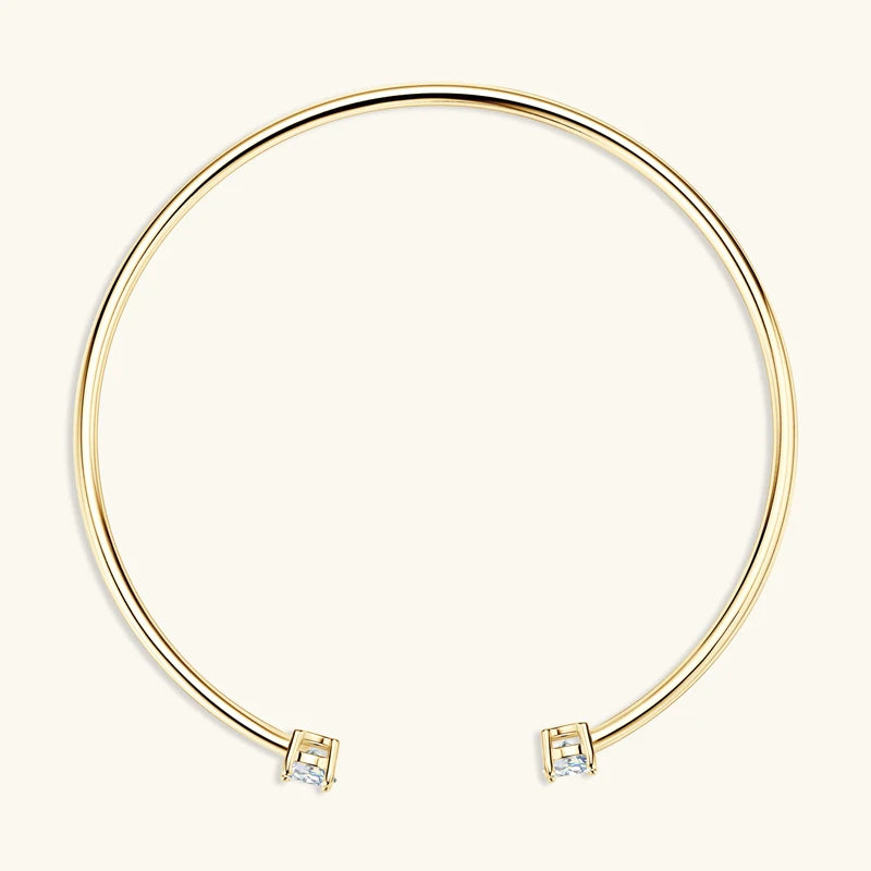 Classic Simple 925 Sterling Silver Round Cut 5mm 0.50ct Moissanite Cuff Open Bangle Ladies Fashion Bracelet with Certificate