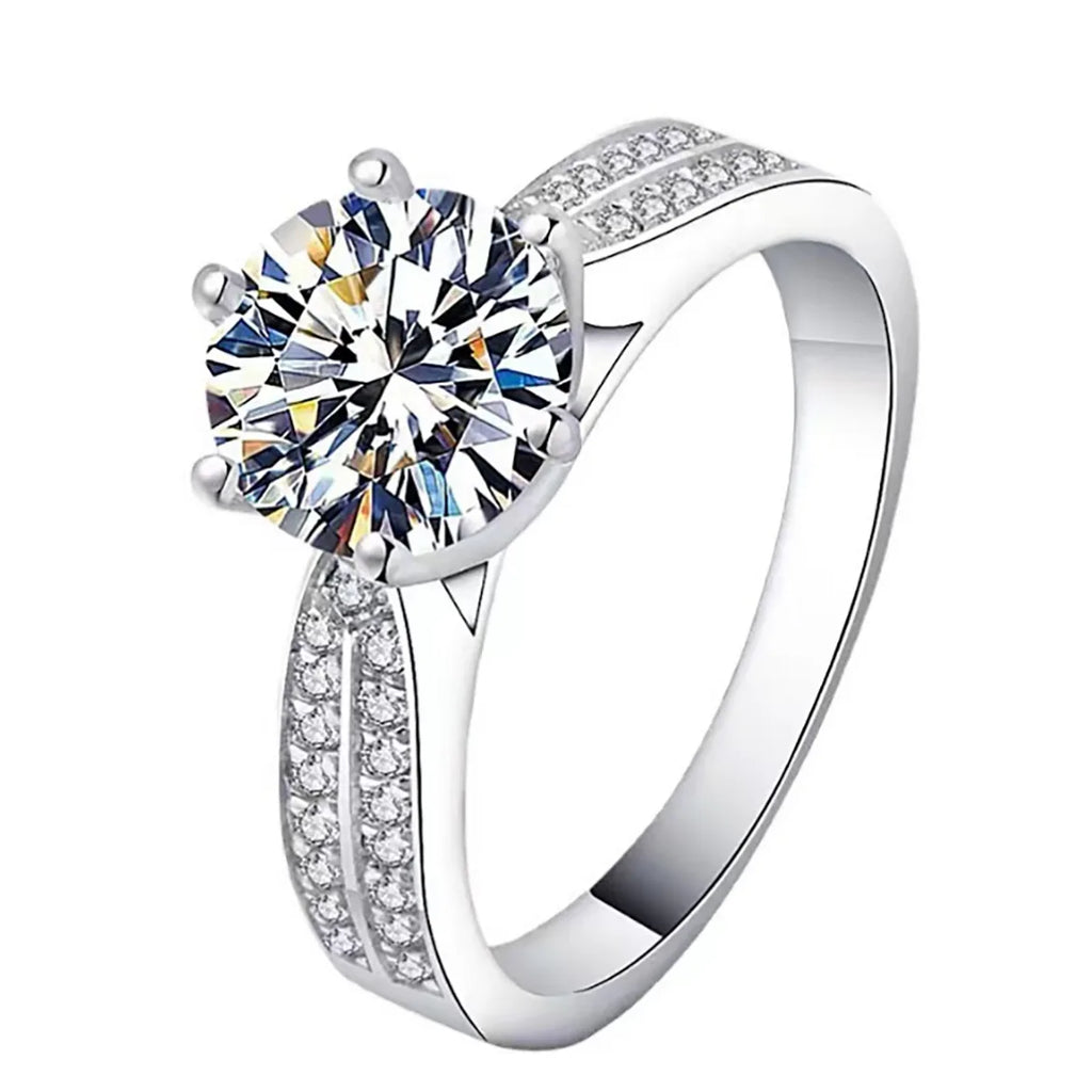Classic Fashion Women Luxury Fine Jewelry 3ct 3.0ct 3 Carat 9mm Moissanite S925 Sterling Silver Engagement Wedding Rings Gift