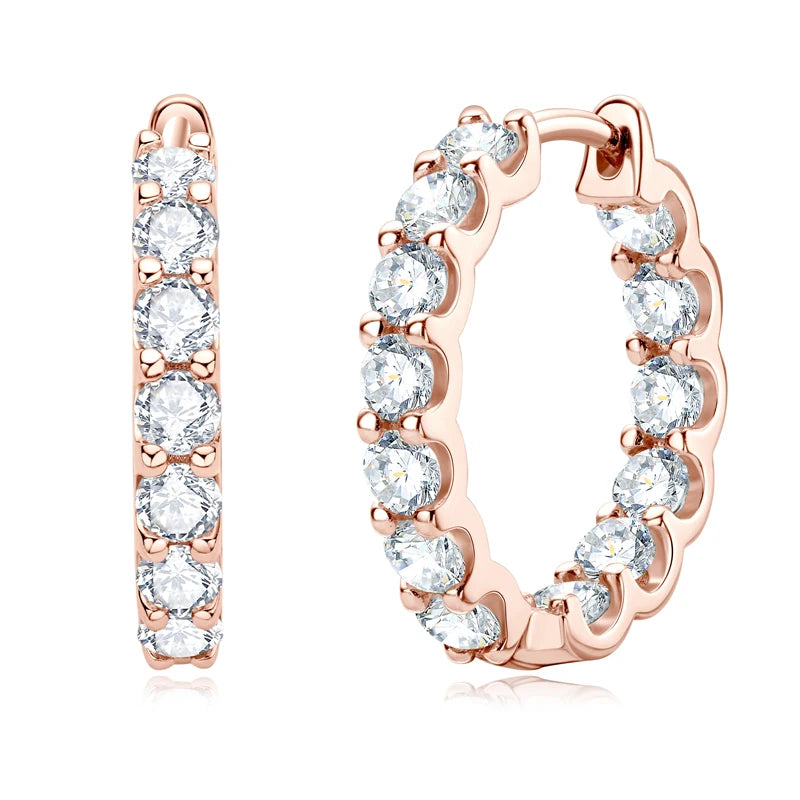 Best Selling Single Row Sterling Silver 925 3mm 0.1CT Moissanite Drop Inlaid Hoop Earrings for Women