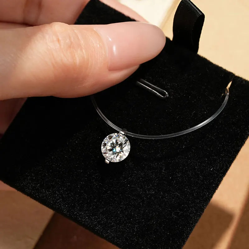 New Style 925 Sterling Silver D VVS1 5mm&6.5mm&8mm Round Cut Moissanite Fashion Solitaire Stone Pendant Necklace for Women