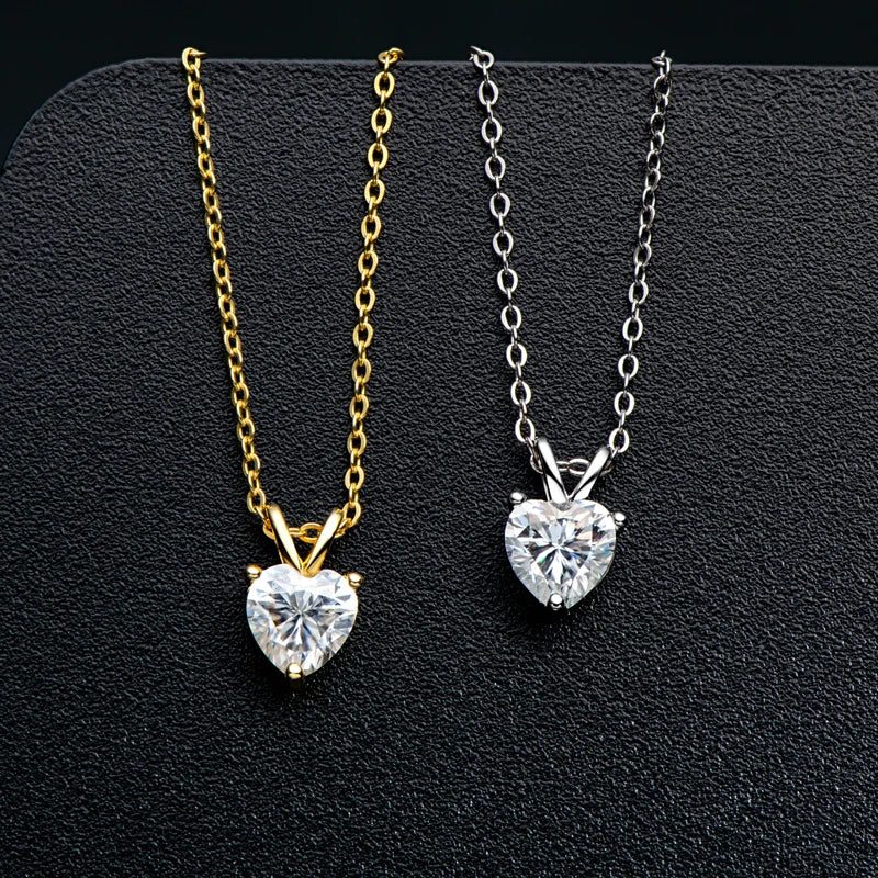 Sparkling Created Diamond 1CT Heart Shining Cut D Color Pendant 925 Silver Simulated Moissanite Engagement Necklace