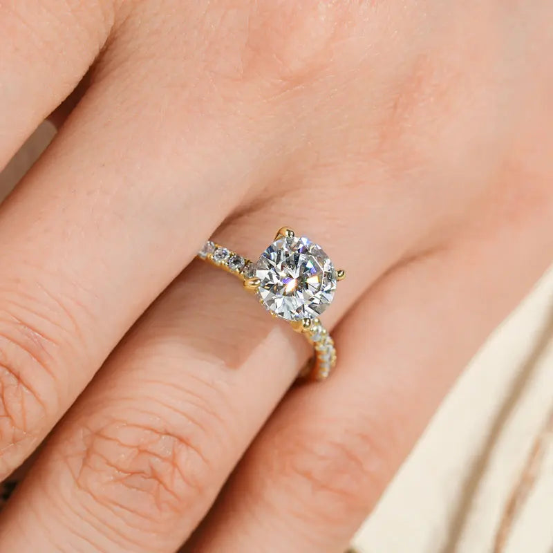 Wedding Classic Design 8mm 2.0ct Stackable Rings 2CT Engagement Bridal Finger Hidden Halo Ring for Women