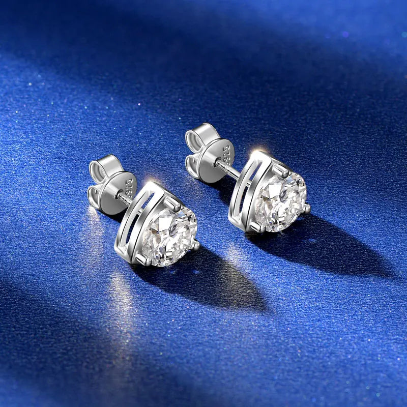 Best Selling Trendy VVS 6.5mm 1.0ct Moissanite 925 Sterling Silver Fashion Hoop Three Claw Earrings for Women