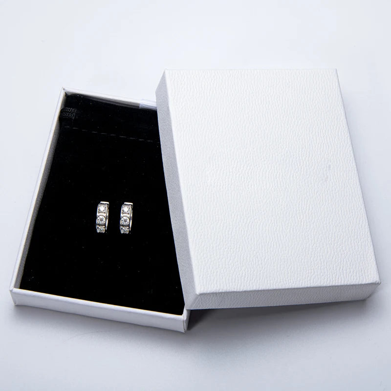 Sparkling Jewelry D Color Black 3.0mm 0.1ct Moissanite Diamond 925 Sterling Silver Huggie Hoops Stud Earrings for Men