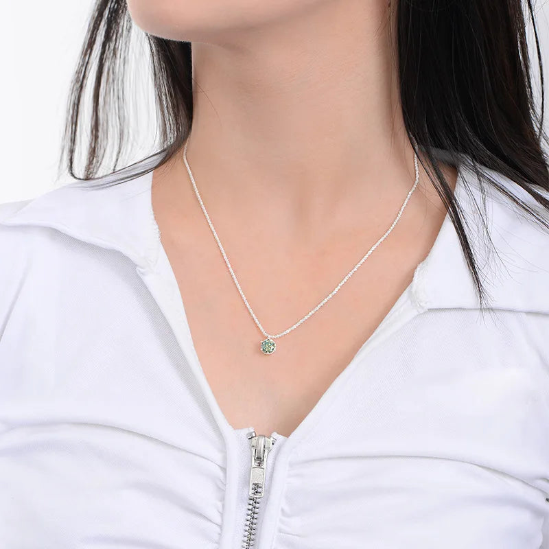 Multi Color Choice D Color with GRA Certification 6.5mm 1CT 925 Sterling Silver Round Cut Moissanite Colorful Necklace