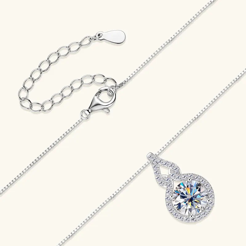 GRA Certified 925 Sterling Silver 8mm Classic 2ct Moissanite Pendant Necklace Diamond Charm for Women
