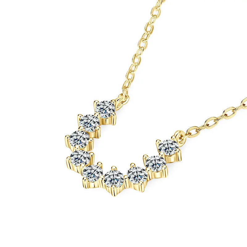 Beautiful Unique Round Cut Moissanite Pendant Necklace for Women Cluster Layering with Sterling Silver Nature Inspired