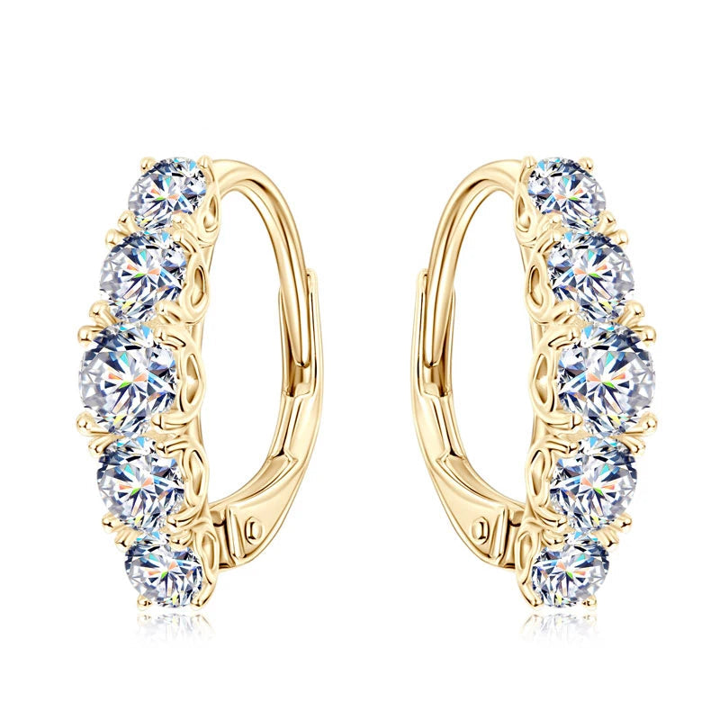 Women's 925 Silver Engagement Earrings with 4mm 3.5mm 3mm Moissanite Clasp Hoop Style Accent Stones for Stylish Looks