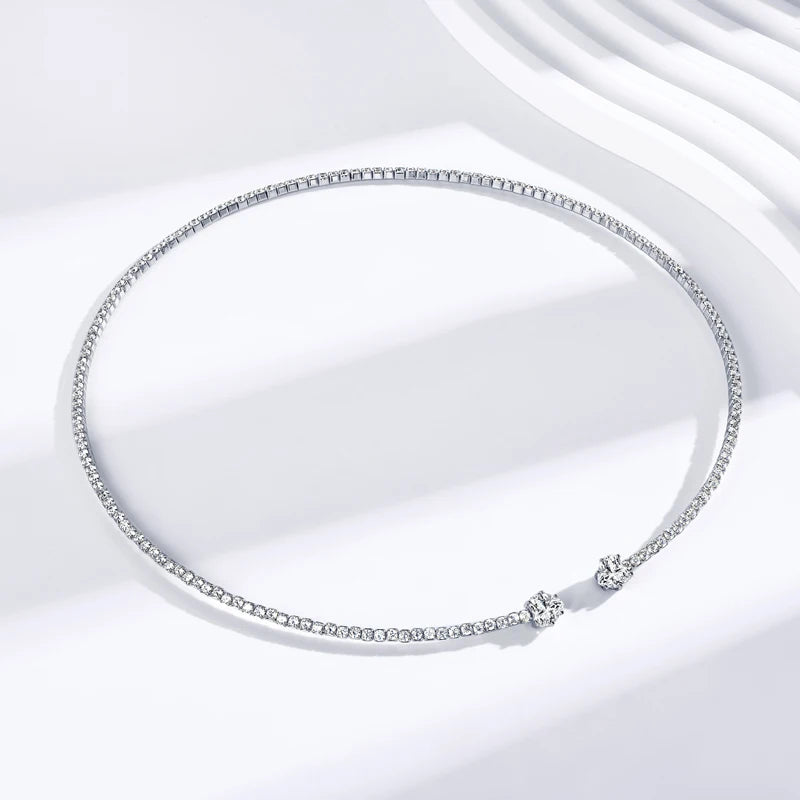 Fine Women Elegant Simple 925 Sterling Silver 6mm 0.8CT Moissanite Love Heart Pendant Necklace Jewelry Choker Collars for Women