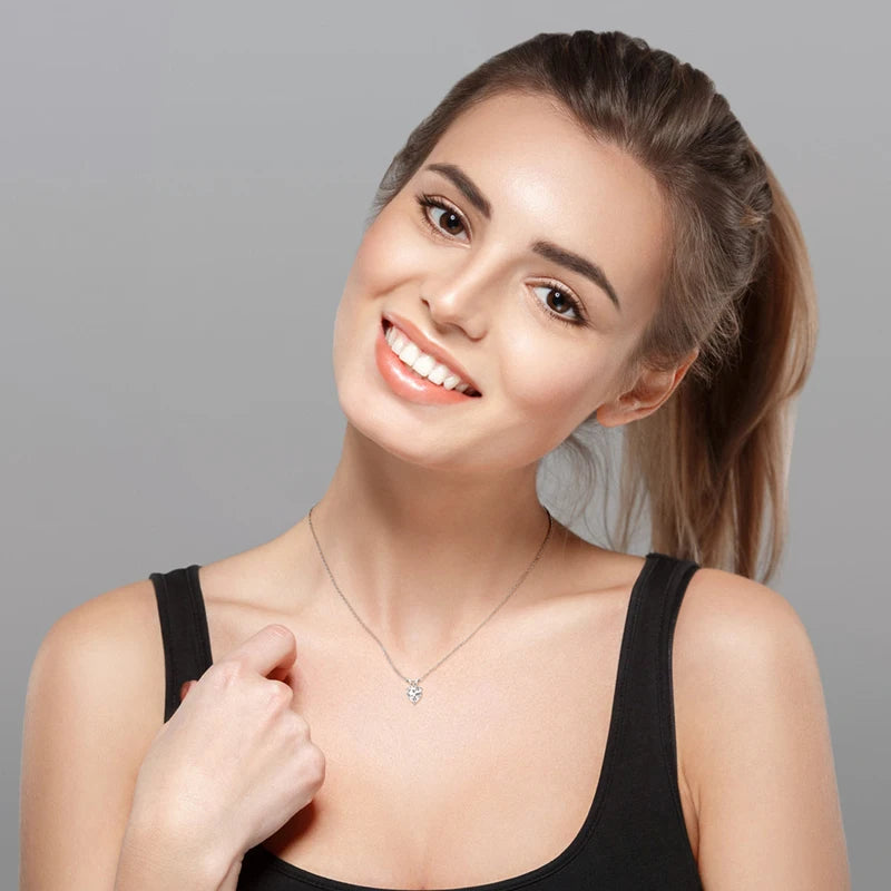 Sparkling Created Diamond 1CT Heart Shining Cut D Color Pendant 925 Silver Simulated Moissanite Engagement Necklace