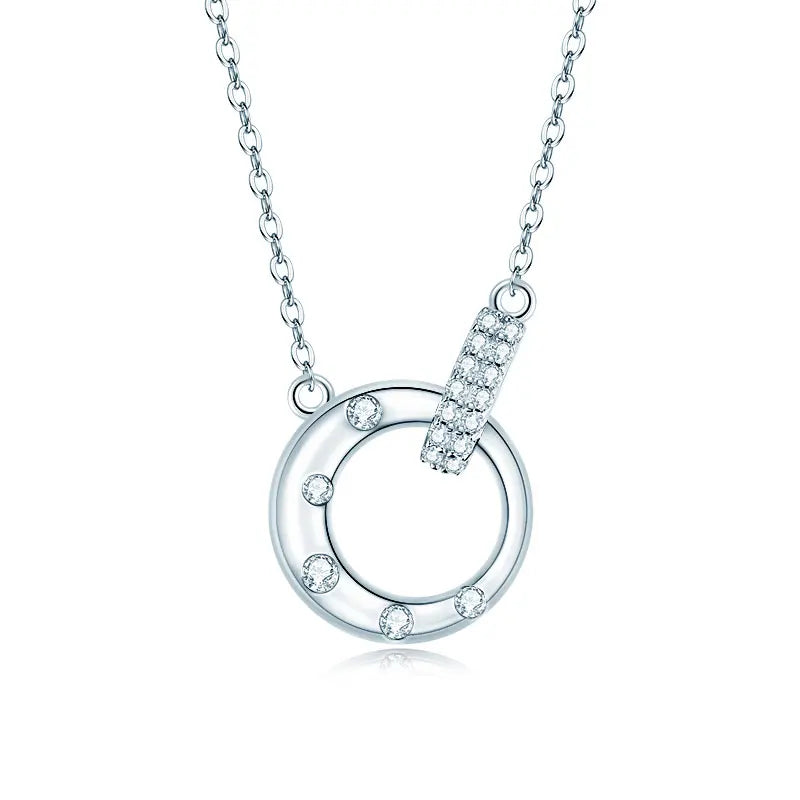 New Arrival Christmas Jewelry Charms 925 Silver 1.8mm&1.6mm&1.4mm&1.1mm Moissanite Fine Intertwined Circle Necklace for Women