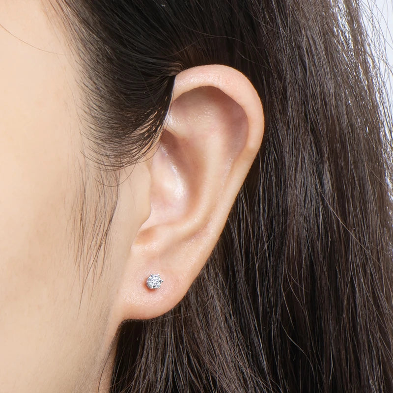 Party Fine Jewelry Tiny Delicate 925 Sterling Silver VVS Cute 3mm 0.1CT Moissanite Stud Earring for Lady