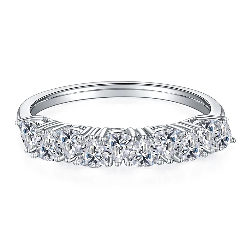 100% Silver 925 Sterling Rings White Gold Plated Trillion Cut 1.0ct 3x3mm Moissanite Half Eternity Bands Ring for Women Jewelry