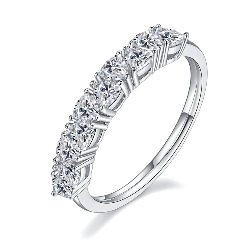 100% Silver 925 Sterling Rings White Gold Plated Trillion Cut 1.0ct 3x3mm Moissanite Half Eternity Bands Ring for Women Jewelry
