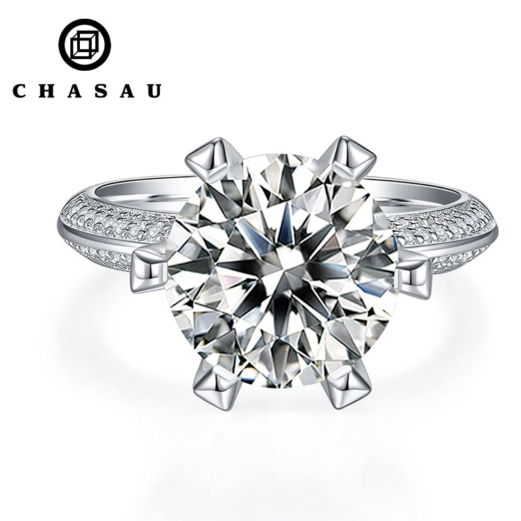 High Quality Luxury Fine Jewelry for Women 5ct 5.0ct 5 Carat 11mm Moissanite S925 Sterling Silver Wedding Engagement Rings