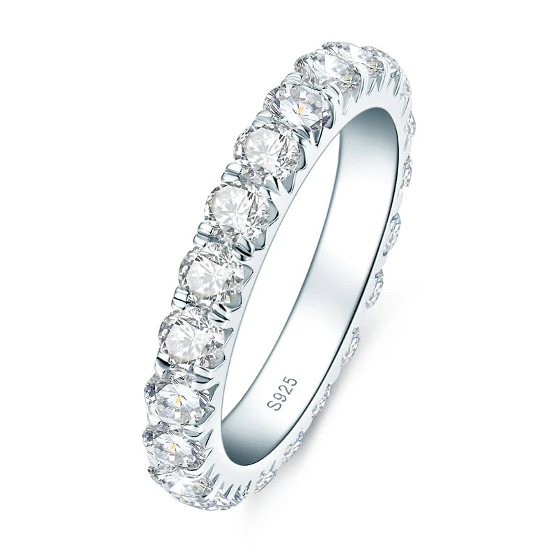 Classic Design 3MM 0.1ct Moissanite 925 Sterling Silver Full Stones Eternity Wedding Bands Tennis Ring for Women