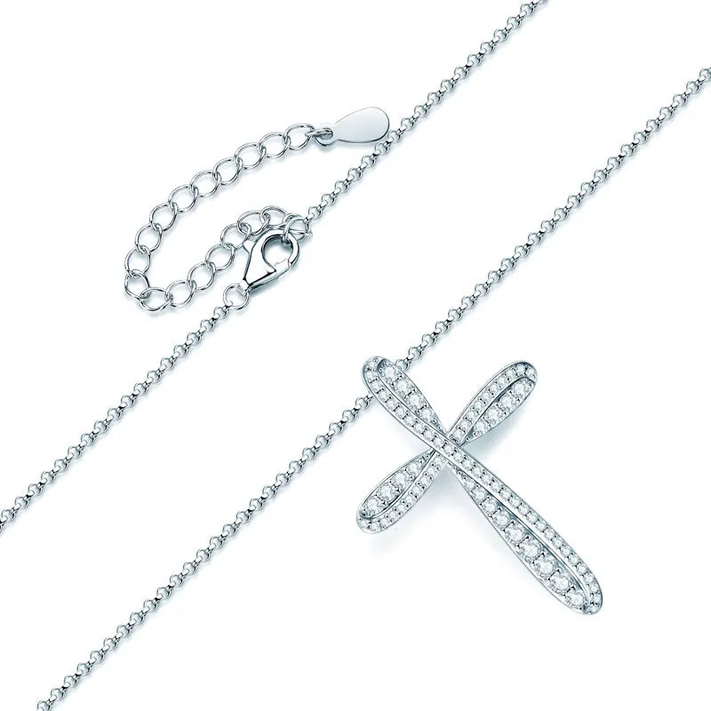 2.2mm&2mm&1.8mm&1.5mm&1.2mm1.1mm&1mm&0.9mm Moissanite Cross Pendant Necklace Silver 925 for Christian Women Men