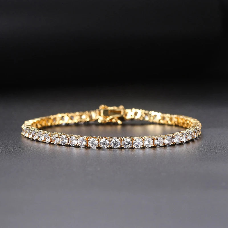 Fine Jewelry VVS 3mm Mossanite Iced Tennis Bracelet 925 Sterling Silver Sparkling Moissanite Chain Luxury Bracelets & Bangles