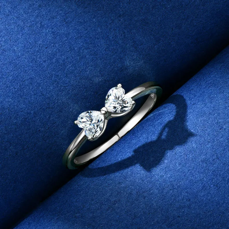 Fine Jewelry Simple Butterflies Heart Shape S925 Sterling Silver Diamond VVs1 Moissanite Ring Band for Ladies Women Gift