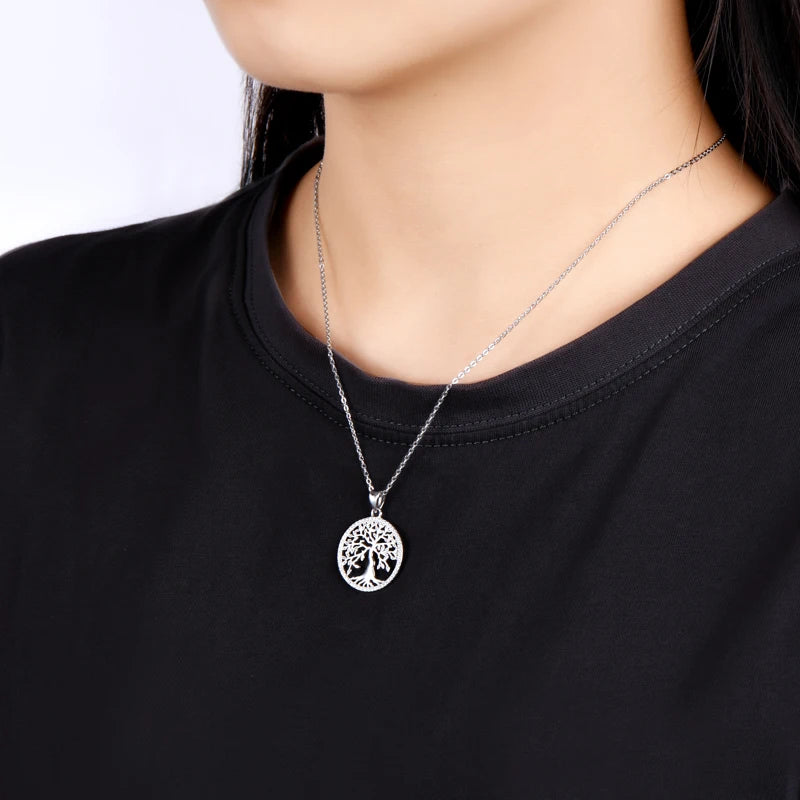 Tree of Life Pendant Necklace Halo 1mm D Color Moissanite Necklace 925 Silver Girls Fine Jewelry for Women Men