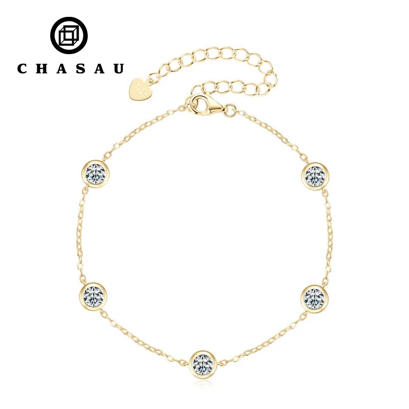 2025 New Fine Jewelry for Women Gold Plated 925 Sterling Silver Bracelet Link Chain Moissanite Fashionable Silver Bracelets