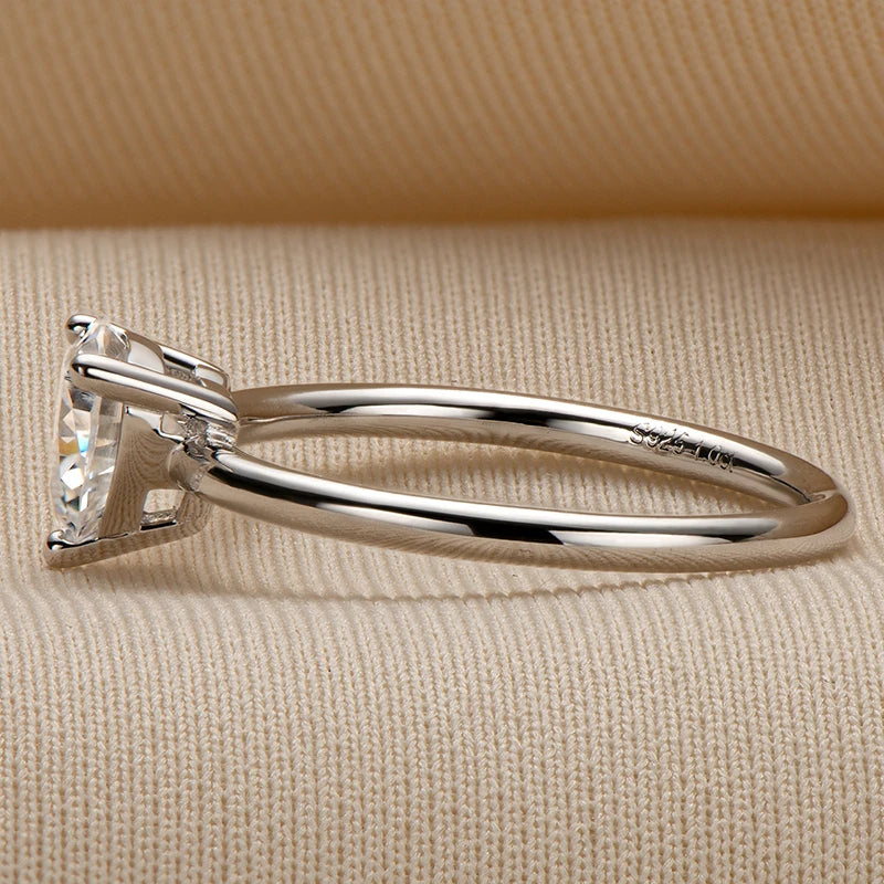 Engagement Jewelry Minimalism 925 Sterling Silver 1ct Heart Shaped Cut 1.0 Carat Moissanite Diamond Wedding Ring for Women