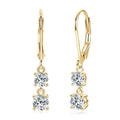 Fashion Sterling Silver 4.5mm 0.40ct 4mm 0.30ct Round Moissanite Leverback Earrings Women's Stud-Style Dangle Drop Earrings