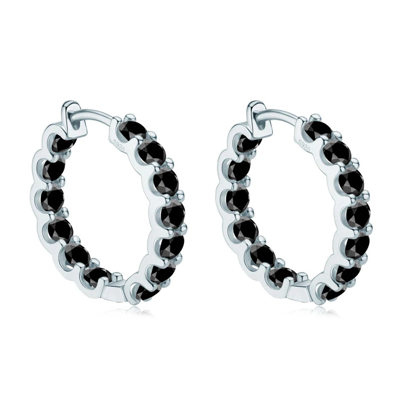 Best Selling Single Row Sterling Silver 925 3mm 0.1CT Moissanite Drop Inlaid Hoop Earrings for Women