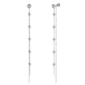 Minimalist Thin Chain Long Tassel 925 Sterling Silver Round Cut 5mm 3mm 2 Carat VVS1 Moissanite Jewelry Drop Earrings