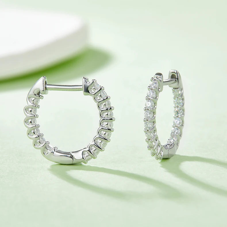 Hot Sale Classic 925 Sterling Silver 1.5MM 0.015CT Round Moissanite Hoop Cluster Stud Earrings Statement Earrings for Women