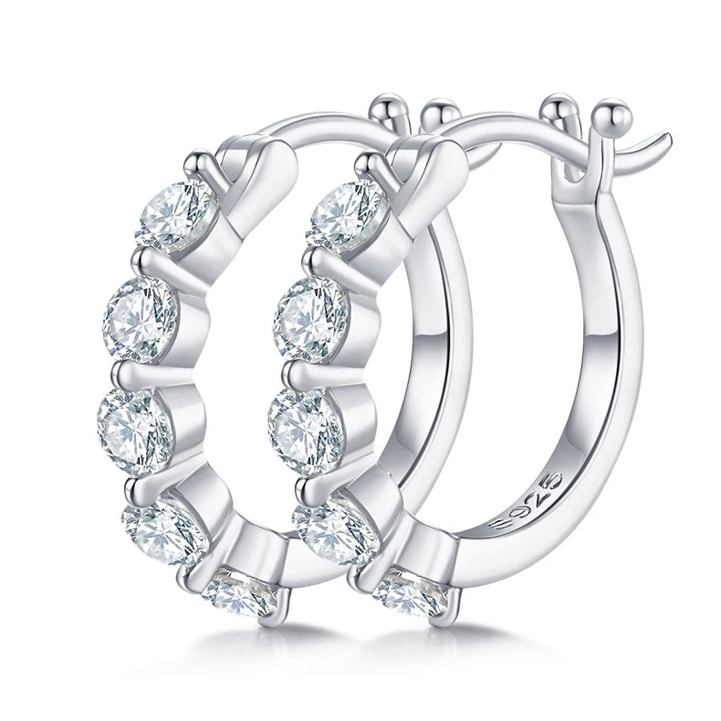 Trending Jewelry for Woman 925 Sterling Silver Hoops 3mm 0.1ct D Moissanite Stud Earrings