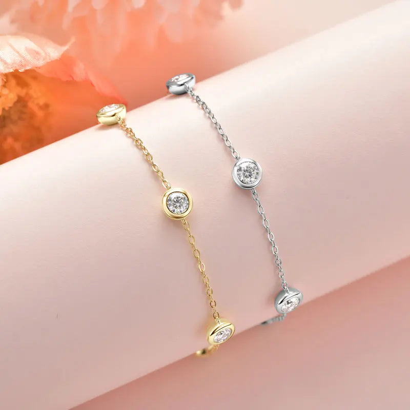 2025 New Fine Jewelry for Women Gold Plated 925 Sterling Silver Bracelet Link Chain Moissanite Fashionable Silver Bracelets