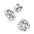 Chasau 925 Sterling Silver VVS D Round Cut 3mm 0.1ct Moissanite White Pink Three Claw Single Stone Rose Flower Stud Earrings
