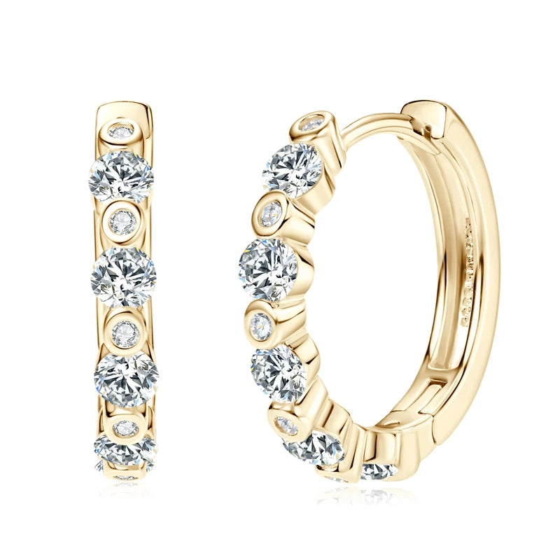 2024 925 Sterling Silver Round Cut Moissanite 1.4mm 3mm S925 Hoop Earrings for Women Chunky French Chic Fashion Jewelry Ear Ring