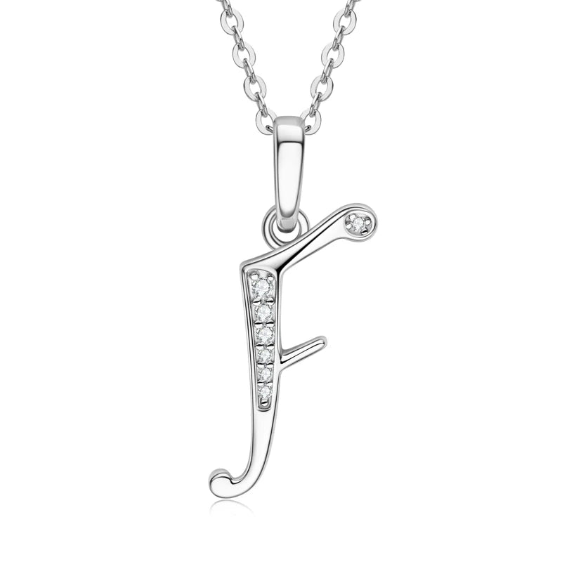 A-Z Name Necklace 26 Letter Initial Moissanite Pendant Real Silver 925 for Couples Women Men Valentine's Day