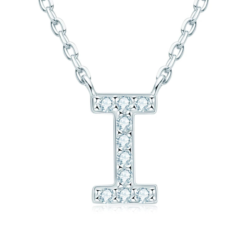 Charm Pendant 1.4mm D Color Moissanite Diamond Necklace Initial 26 Letter Name Necklace Silver for Women Kids Girls