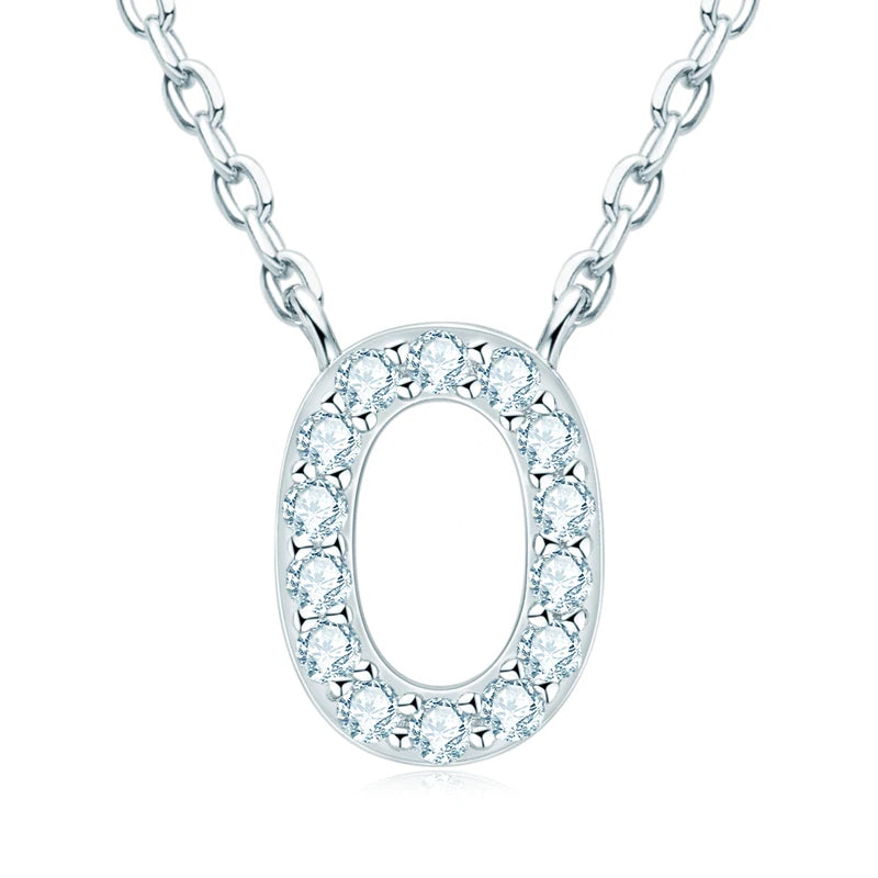 Charm Pendant 1.4mm D Color Moissanite Diamond Necklace Initial 26 Letter Name Necklace Silver for Women Kids Girls