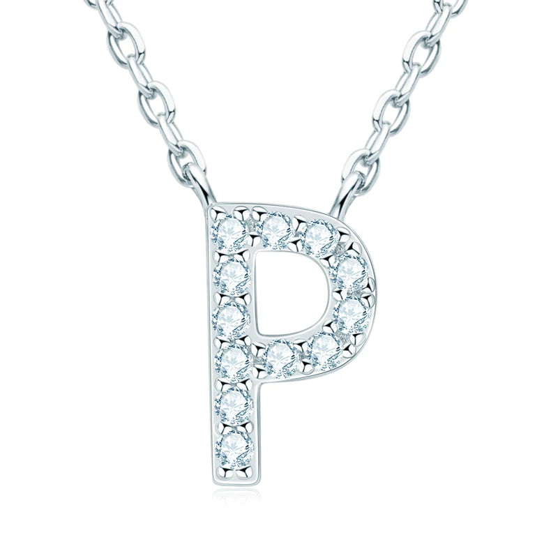 Charm Pendant 1.4mm D Color Moissanite Diamond Necklace Initial 26 Letter Name Necklace Silver for Women Kids Girls