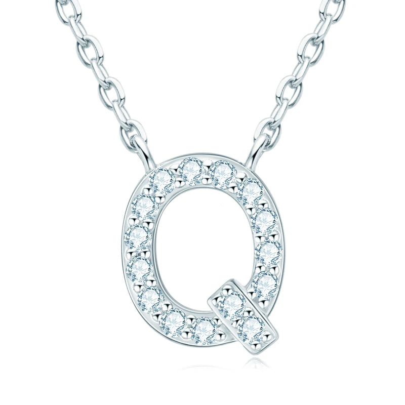 Charm Pendant 1.4mm D Color Moissanite Diamond Necklace Initial 26 Letter Name Necklace Silver for Women Kids Girls