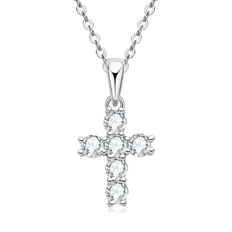 2.2mm&2mm&1.8mm&1.5mm&1.2mm1.1mm&1mm&0.9mm Moissanite Cross Pendant Necklace Silver 925 for Christian Women Men
