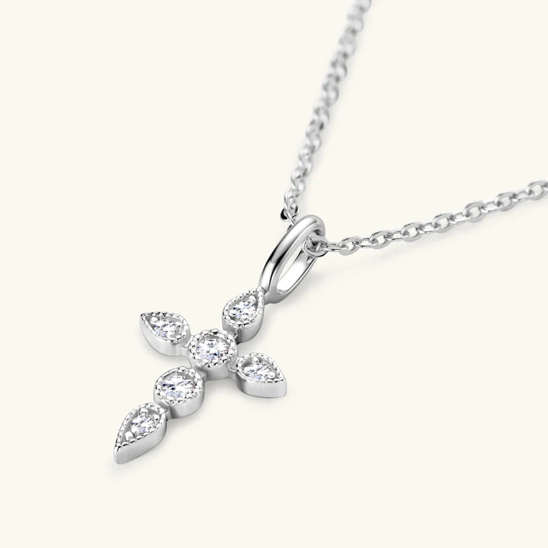 2.2mm&2mm&1.8mm&1.5mm&1.2mm1.1mm&1mm&0.9mm Moissanite Cross Pendant Necklace Silver 925 for Christian Women Men
