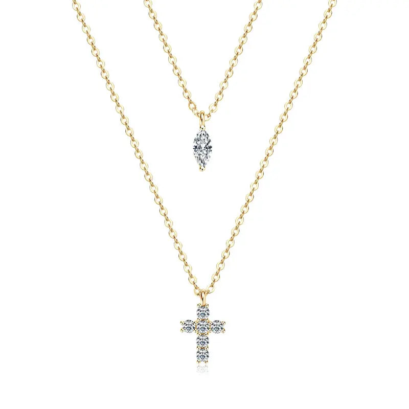 2.2mm&2mm&1.8mm&1.5mm&1.2mm1.1mm&1mm&0.9mm Moissanite Cross Pendant Necklace Silver 925 for Christian Women Men