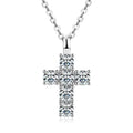 2.2mm&2mm&1.8mm&1.5mm&1.2mm1.1mm&1mm&0.9mm Moissanite Cross Pendant Necklace Silver 925 for Christian Women Men