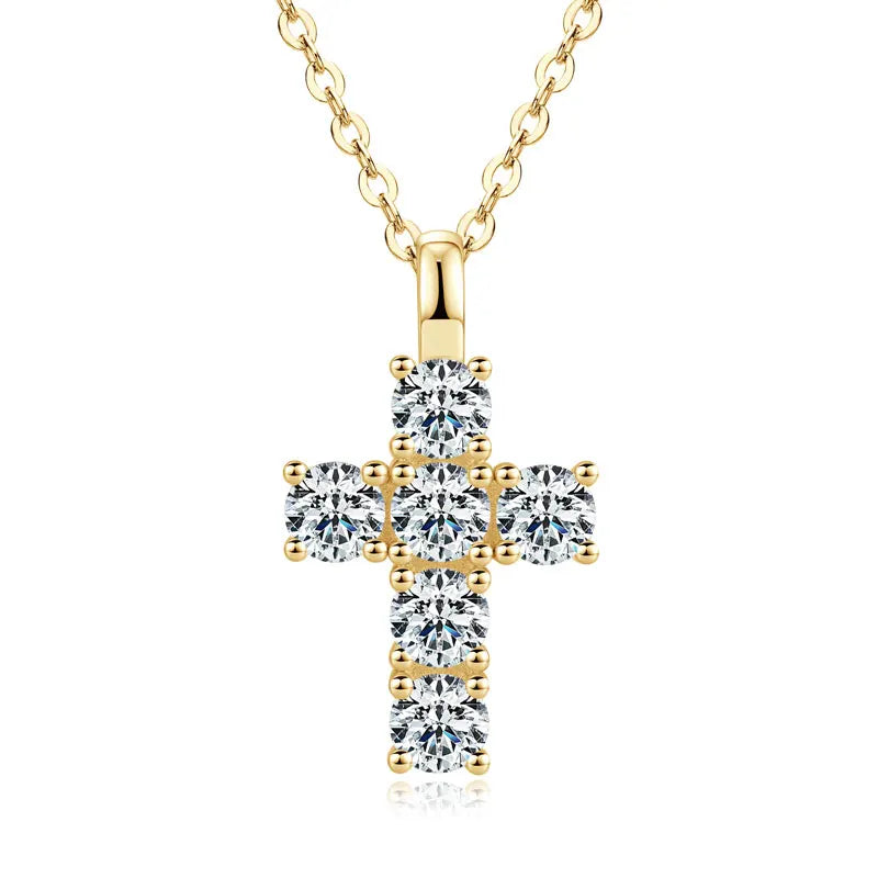 2.2mm&2mm&1.8mm&1.5mm&1.2mm1.1mm&1mm&0.9mm Moissanite Cross Pendant Necklace Silver 925 for Christian Women Men