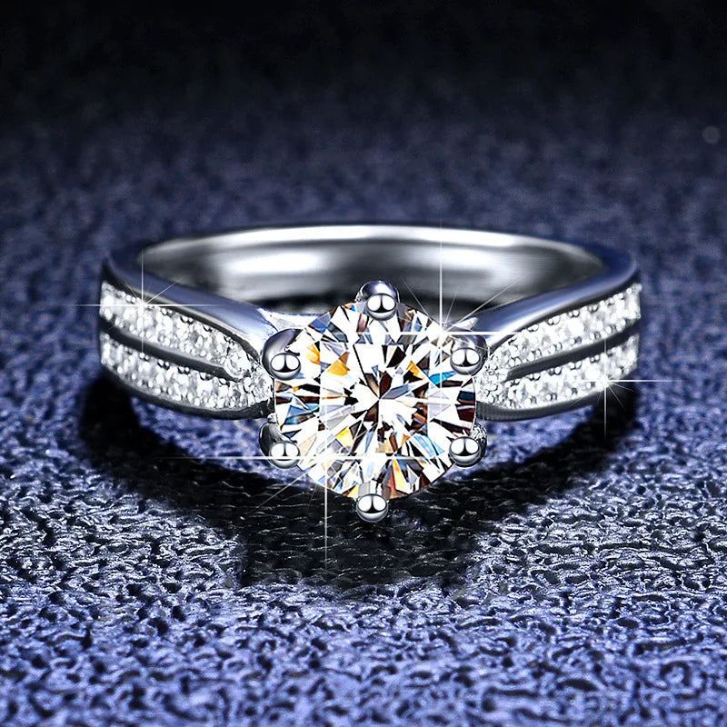 Custom 925 Sterling Silver Engagement Ring with 3ct Moissanite Diamond 0.5 1 2 3 Carat for Women Jewelry
