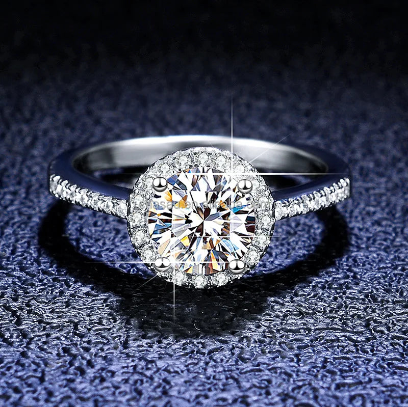 Custom 925 Sterling Silver Engagement Ring with 3ct Moissanite Diamond 0.5 1 2 3 Carat for Women Jewelry
