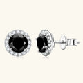 Wholesale Hypoallergenic Diamond Stud Earrings 925 Sterling Silver 6MM 0.8CT Classic Black Round Moissanite Halo Stud Earrings